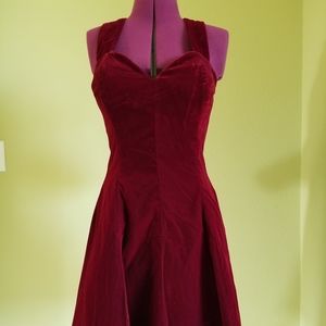 Red velvet evening gown